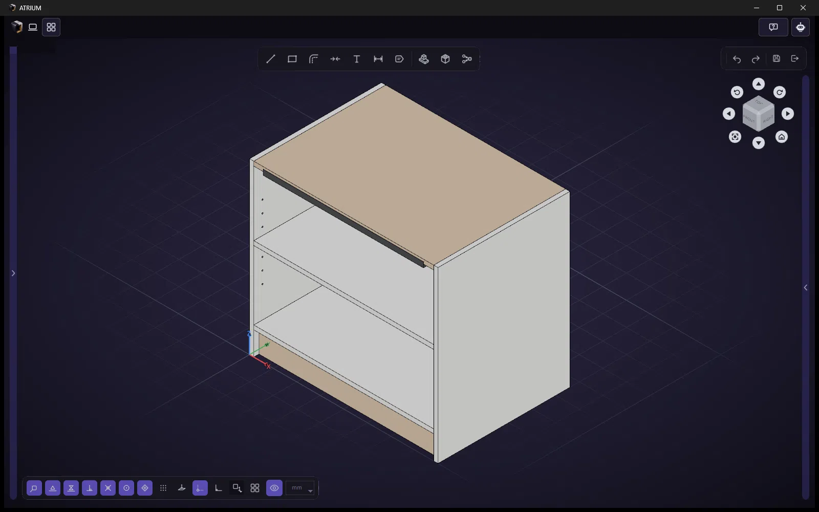 A cabinet in Atrium changing width from 800 to 1200 mm